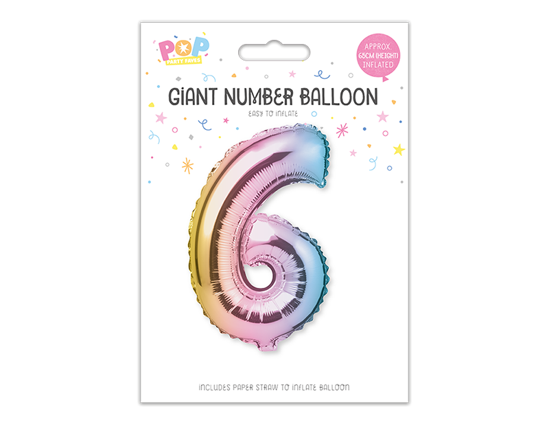 Multicoloured Foil Number Balloon 65cm image 6