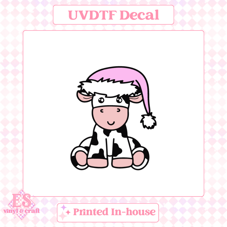 Pink Christmas Cow - UVDTF Decal image 0
