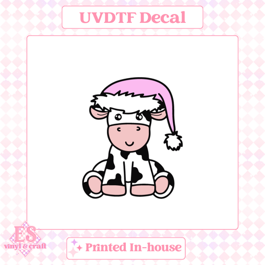 Pink Christmas Cow - UVDTF Decal image 0