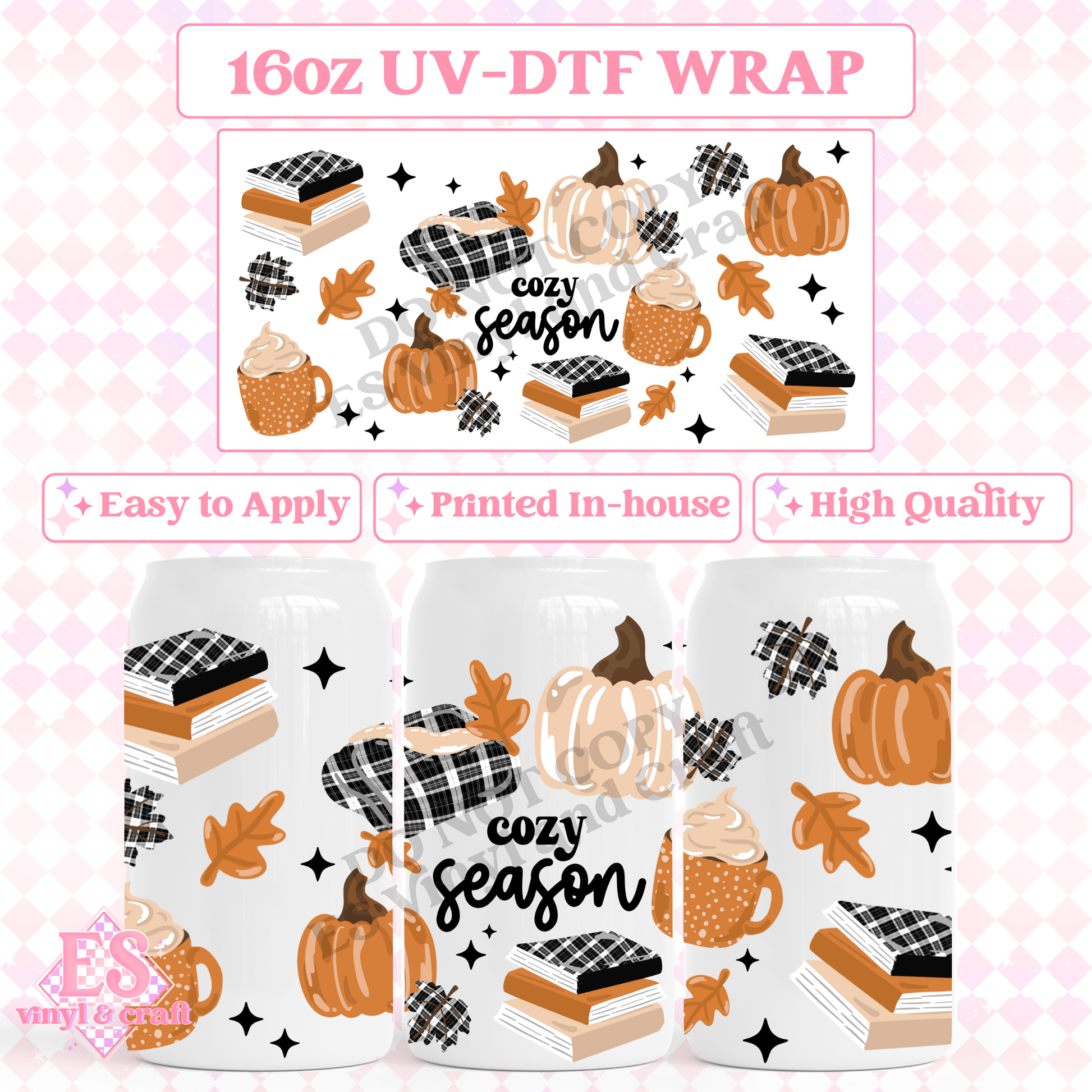 Cozy Season - 16oz Beer Can / Libbey UV-DTF Transfer image 0