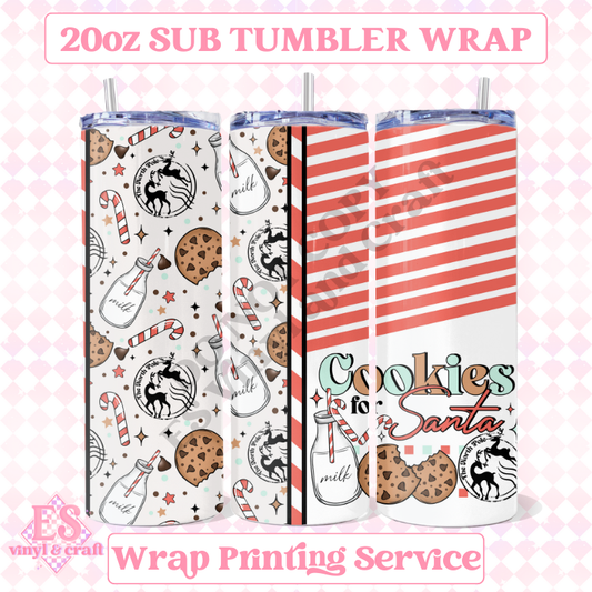 Cookies for Santa - Full 20oz Tumbler Sublimation Ready Print image 0