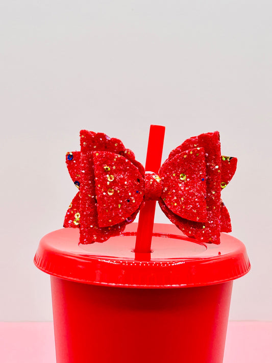 Bow Straw Topper - Ruby image 0