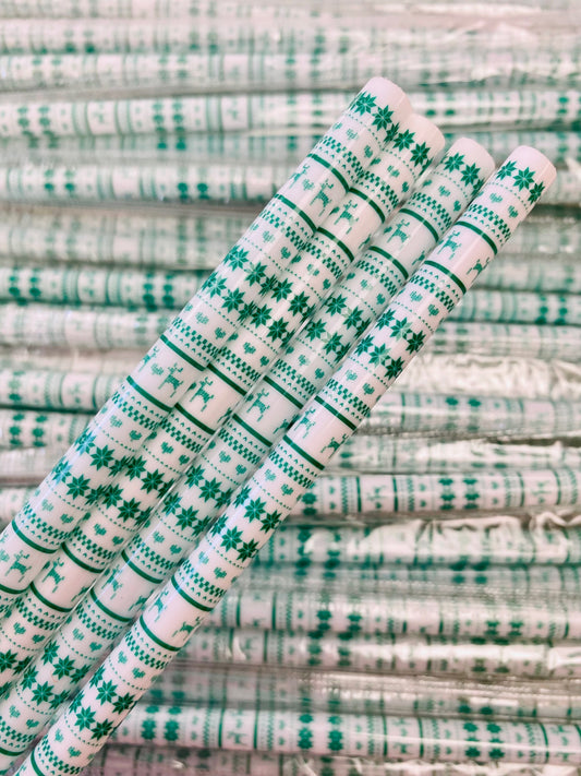 Christmas Green Pattern Straw image 0
