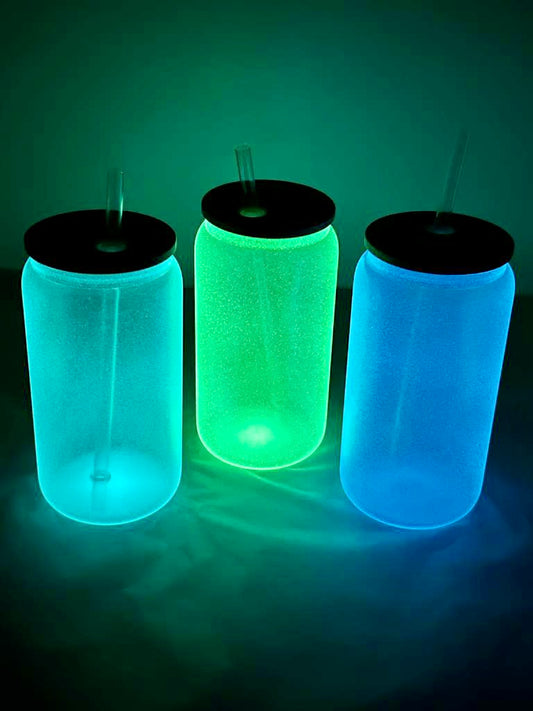 Glow in the Dark Sublimation Beer Can Glasses 16oz image 0