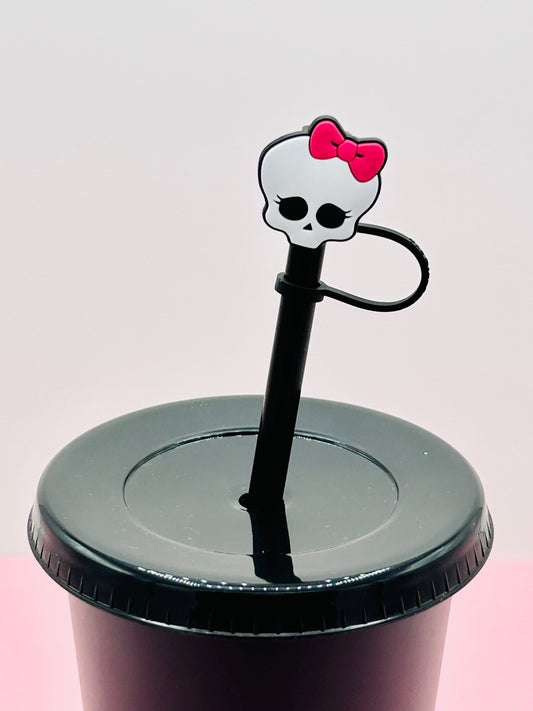 Straw Topper - Pink Bow Skull image 0