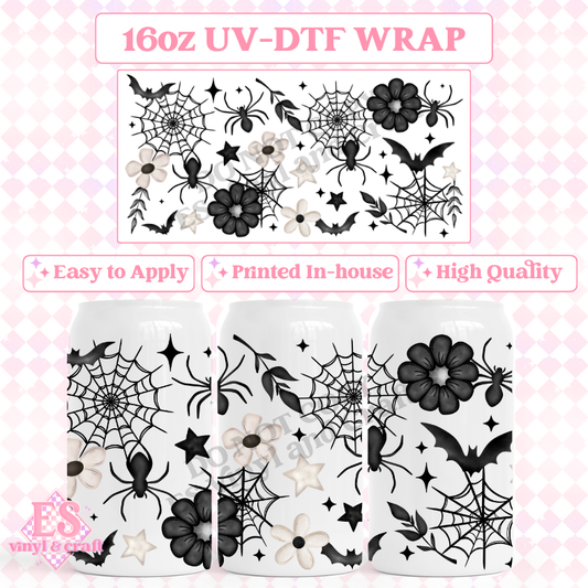 Spider Florals - 16oz Beer Can / Libbey UV-DTF image 0