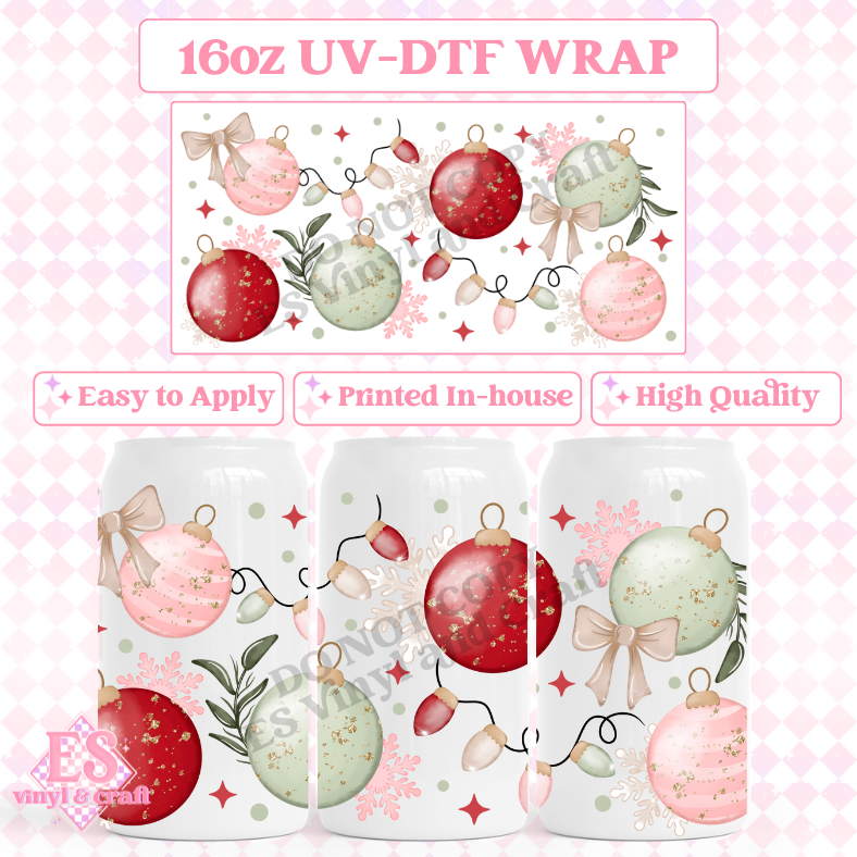 Ornaments and Lights - 16oz Beer Can / Libbey UV-DTF Transfer image 0