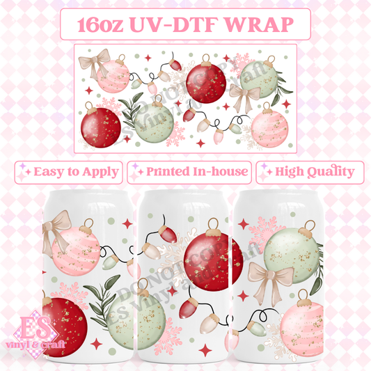 Ornaments and Lights - 16oz Beer Can / Libbey UV-DTF Transfer image 0