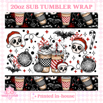 Spooky Christmas Coffee - Full 20oz Tumbler Sublimation Ready Print image 1