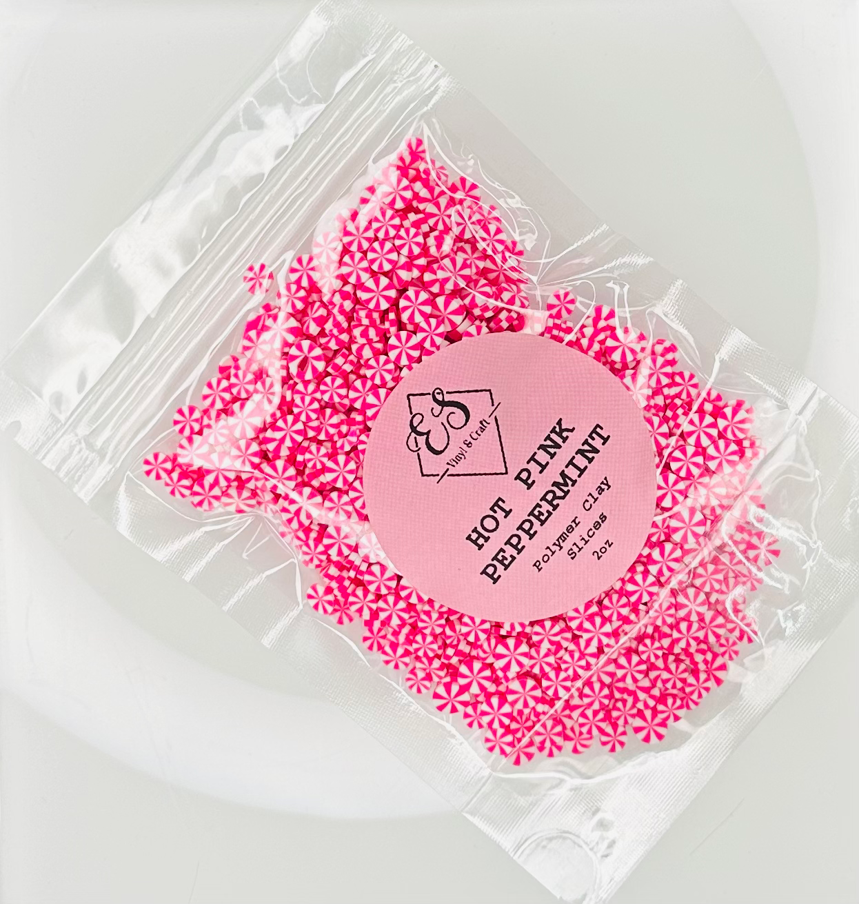 Hot Pink Peppermint - Polymer Clay Slices image 0