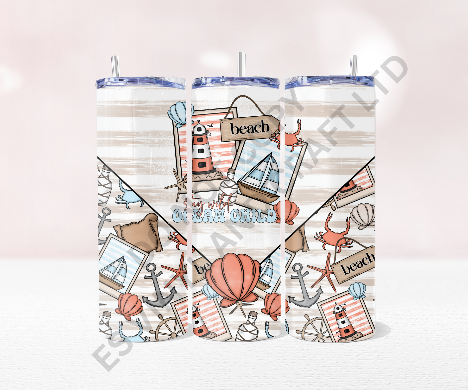Ocean Child - Full 20oz Tumbler Sublimation Ready To Print image 0