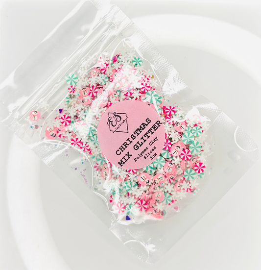 Christmas Glitter Mix - Polymer Clay Slices image 0