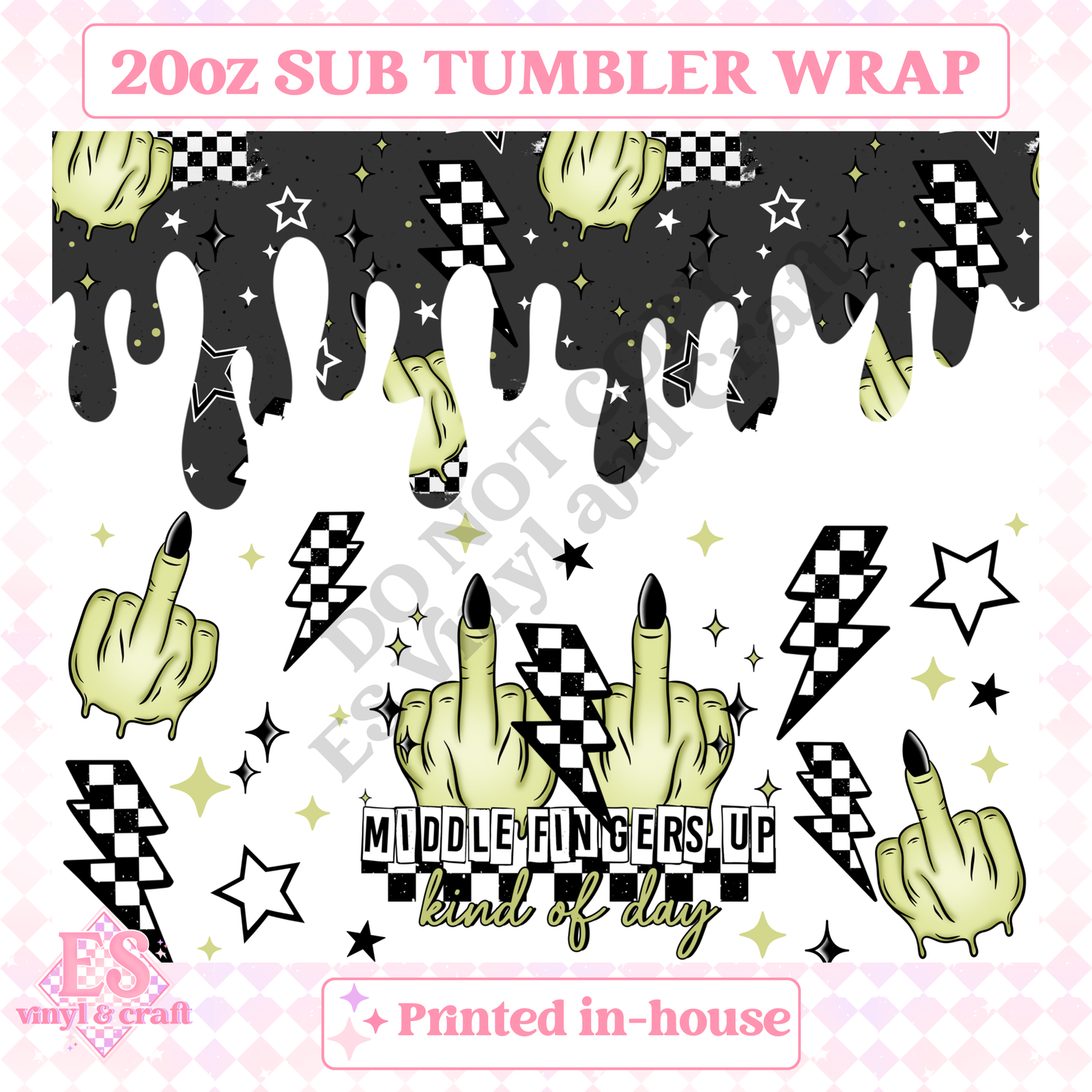 Middle Fingers Up - Full 20oz Tumbler Sublimation Print image 1