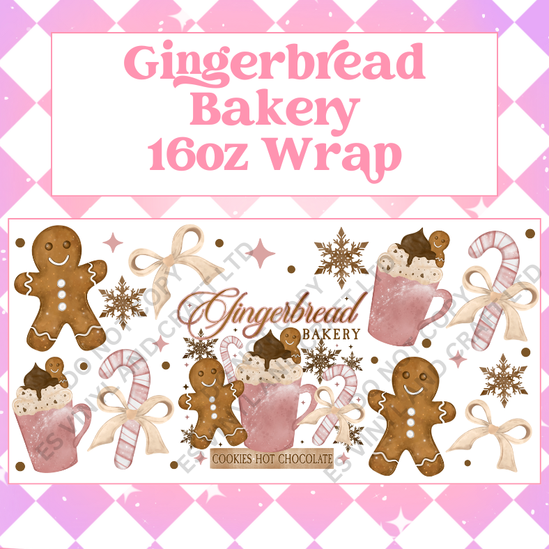 Gingerbread Bakery - 16oz Beer / Libbey Can Wrap Holographic Vinyl image 0