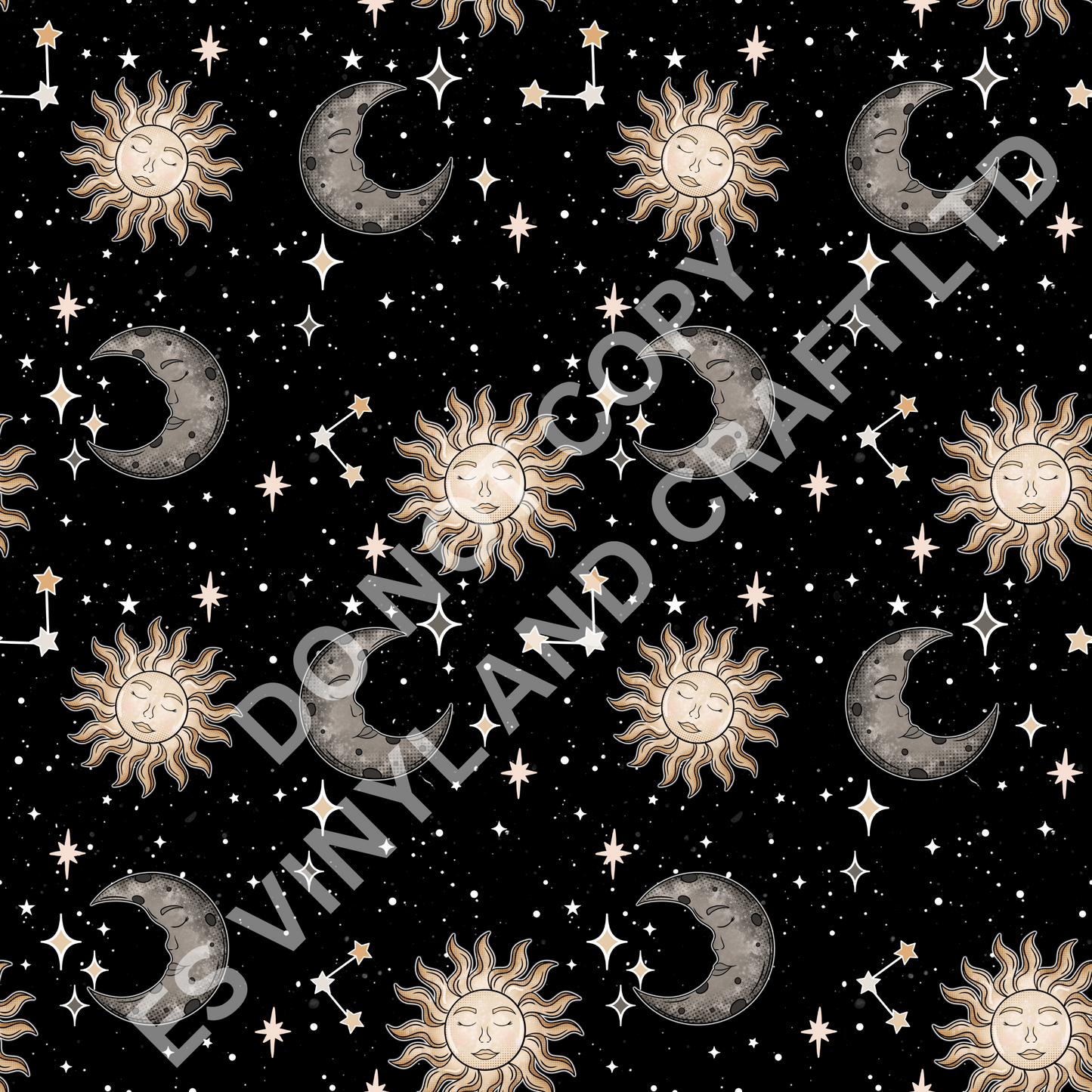 Sun and Moon - Holographic or Normal Printed Vinyl (A4 or 12" x 12" Sheet) image 2