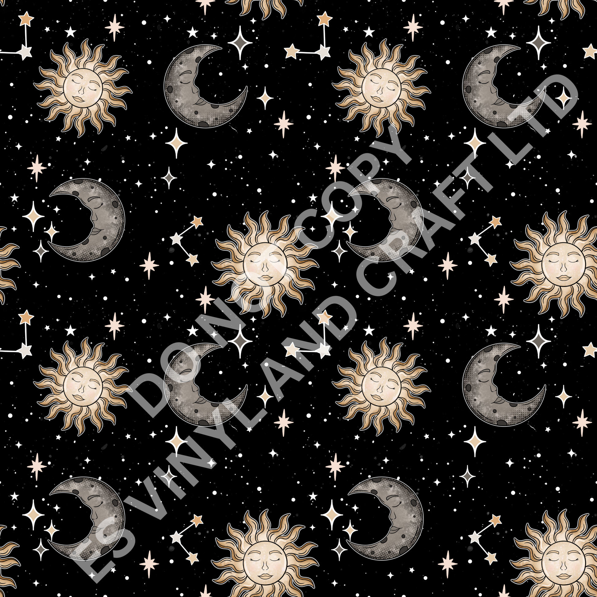 Sun and Moon - Holographic or Normal Printed Vinyl (A4 or 12" x 12" Sheet) image 2
