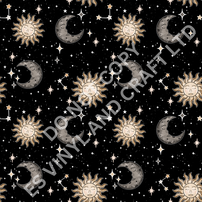 Sun and Moon - Holographic or Normal Printed Vinyl (A4 or 12" x 12" Sheet) image 2