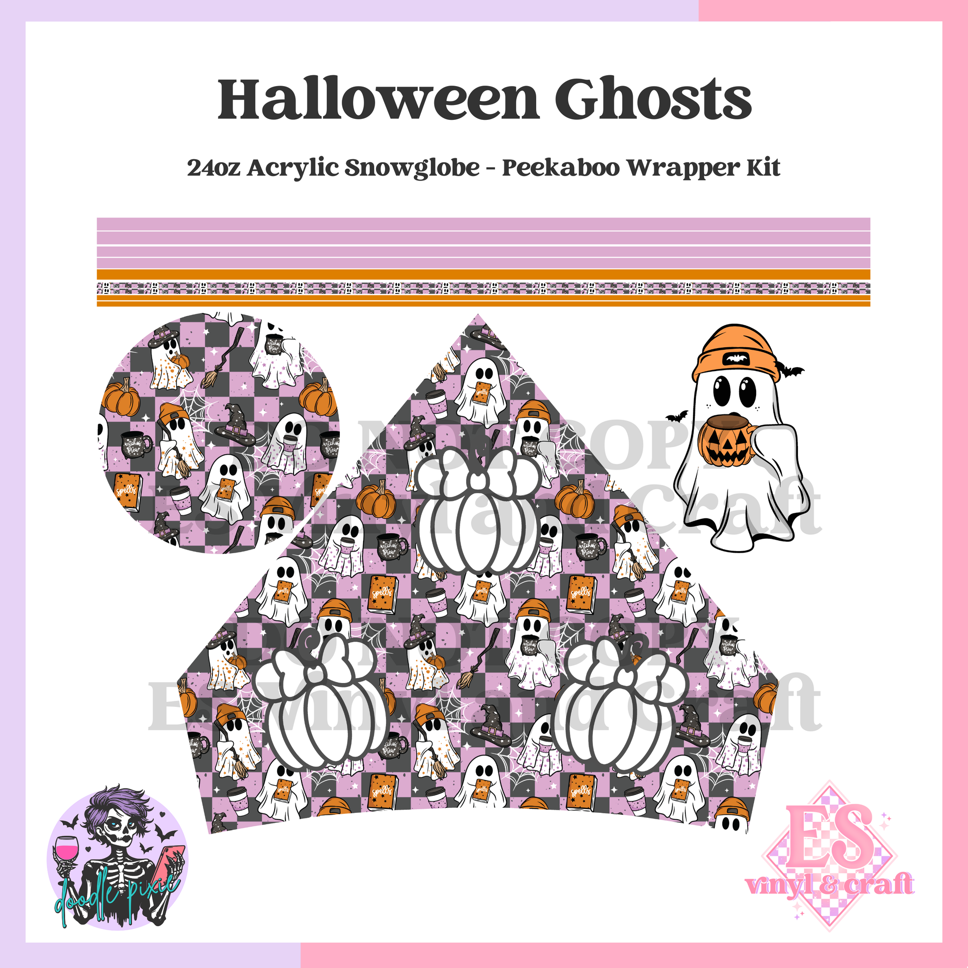 Halloween Ghosts - 24oz Snowglobe Wrapper Kit image 1