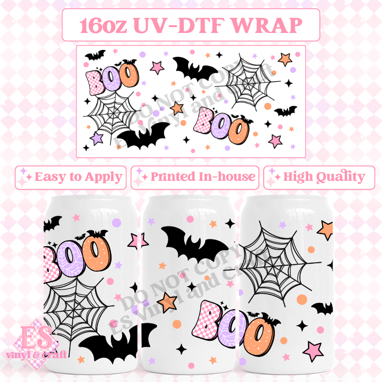 Boo (Black Web) - 16oz Beer Can / Libbey UV-DTF image 0