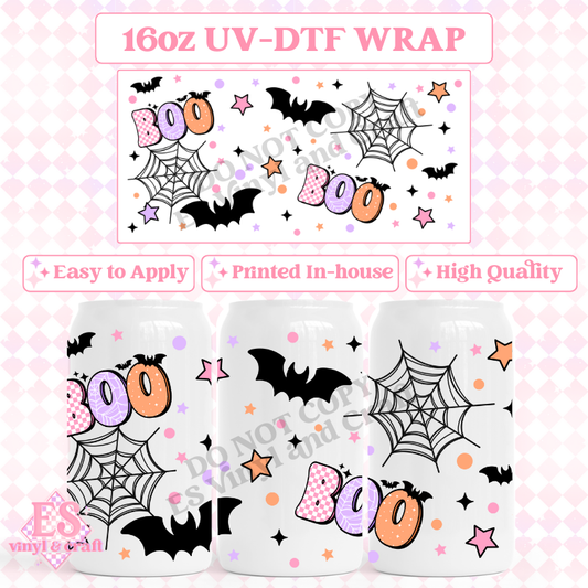 Boo (Black Web) - 16oz Beer Can / Libbey UV-DTF image 0