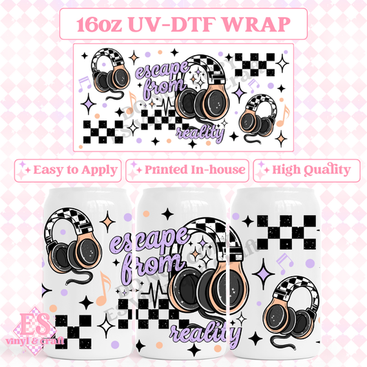 Escape from Reality - 16oz Beer Can / Libbey UV-DTF Transfer image 0