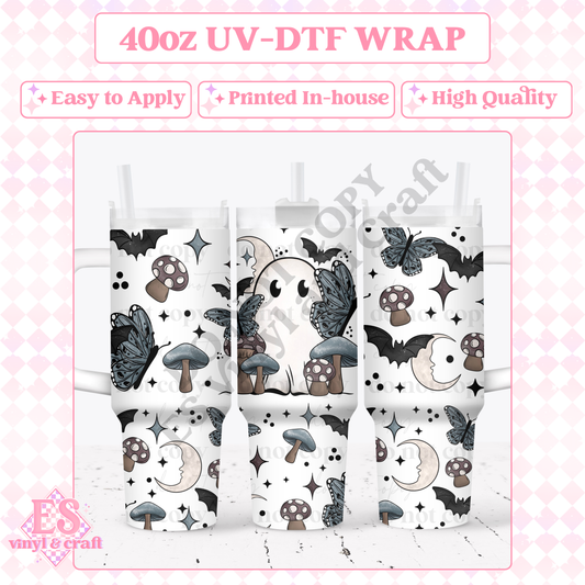 Dark Spring Ghostie - 40oz Tumbler Wraps - UV-DTF (2 Wraps - Top and Bo image 0