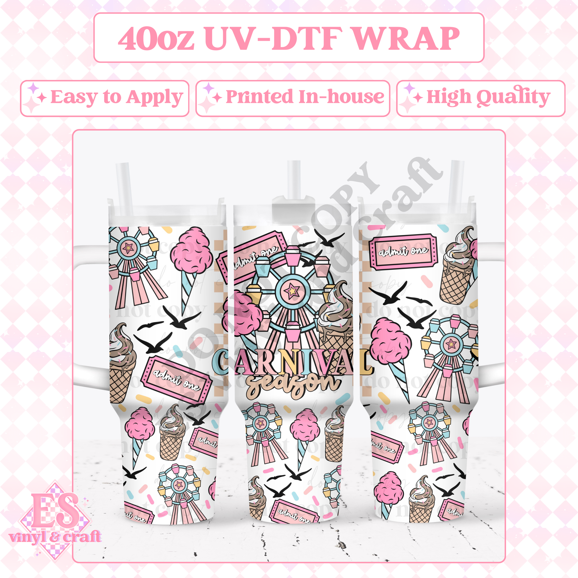 Carnival Season - 40oz Tumbler Wraps - UV-DTF (2 Wraps - Top and Bo image 0