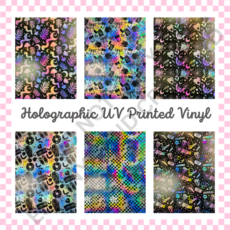 UV Printed Holographic Teckwrap Permanent Vinyl - A4 or 12" x 12" Sheet image 0