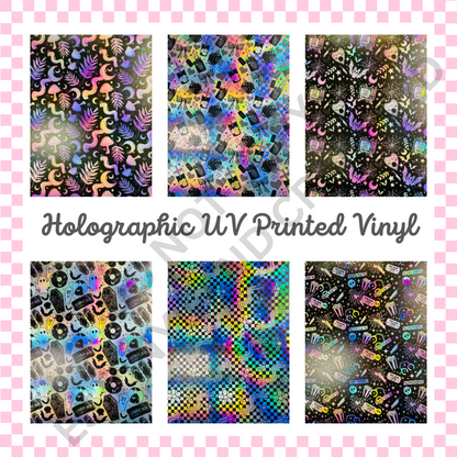UV Printed Holographic Teckwrap Permanent Vinyl - A4 or 12" x 12" Sheet image 0