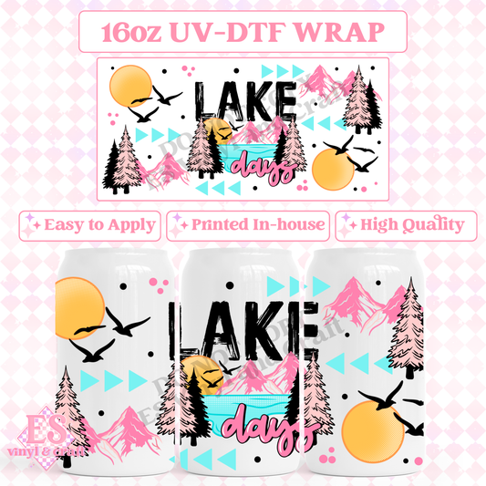 Lake Days - 16oz Beer Can / Libbey UV-DTF Transfer image 0