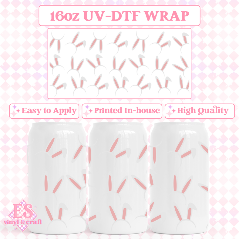 Bunny Ears - 16oz Beer Can / Libbey UV-DTF Transfer image 0