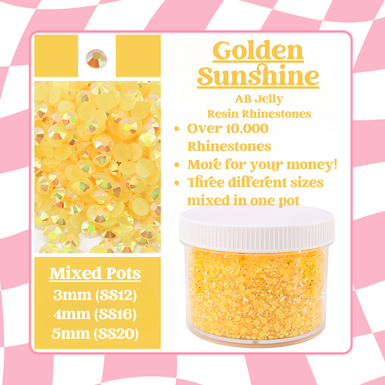 Rhinestone Mixed Pots - AB Jelly Rhinestones (3mm, 4mm, 5mm) 100g image 3