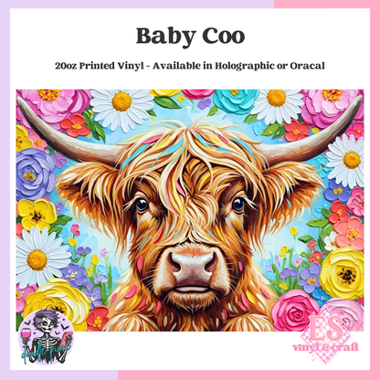 Baby Coo - 20oz Printed Tumbler Self Adhesive Vinyl image 0
