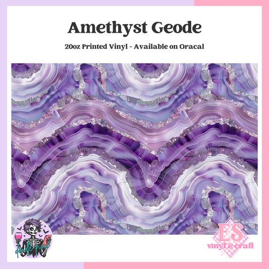 Amethyst Geode - 20oz Printed Tumbler Self Adhesive Vinyl (Oracal) image 0