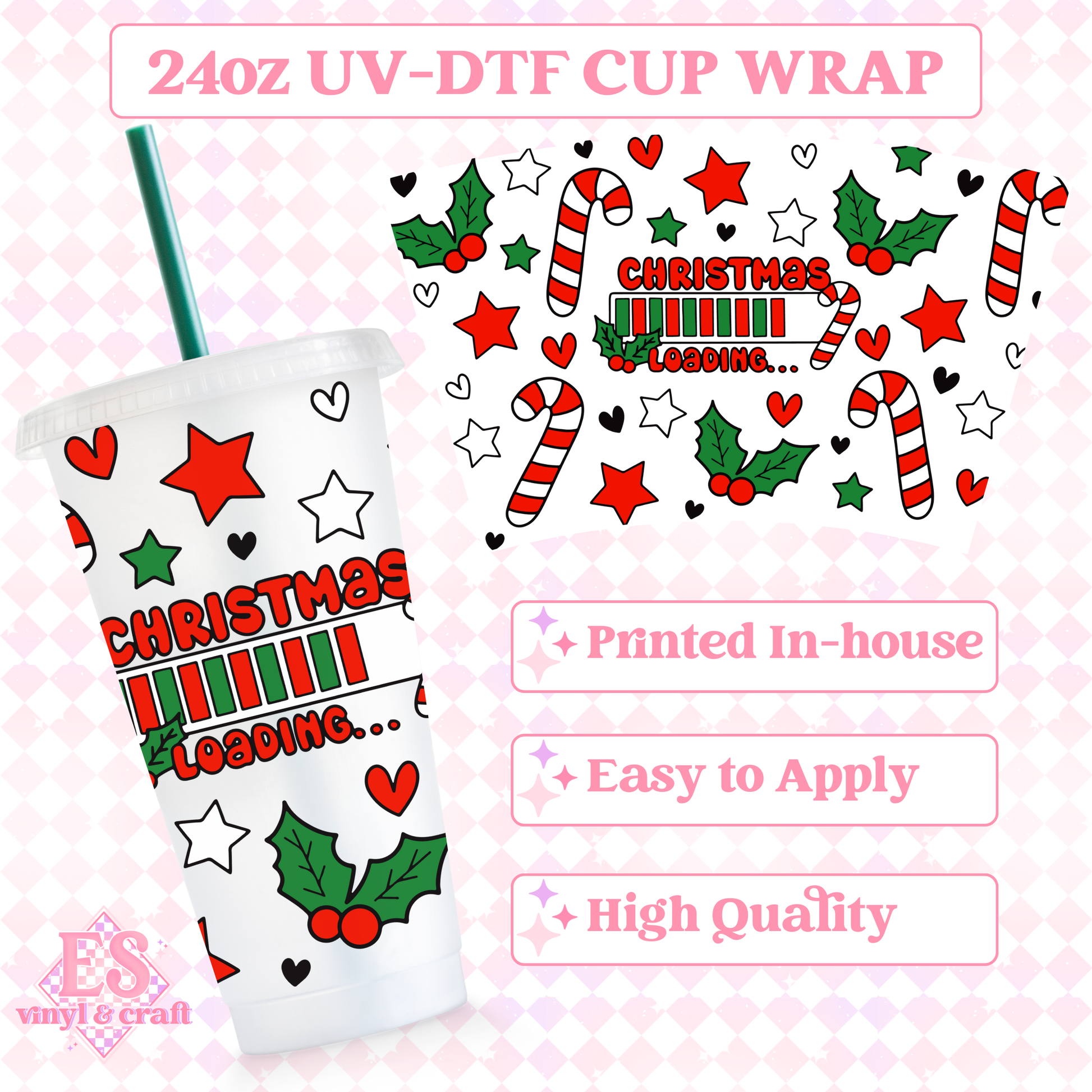 Christmas is Loading - UVDTF 24oz Cold Cup Wrap image 0