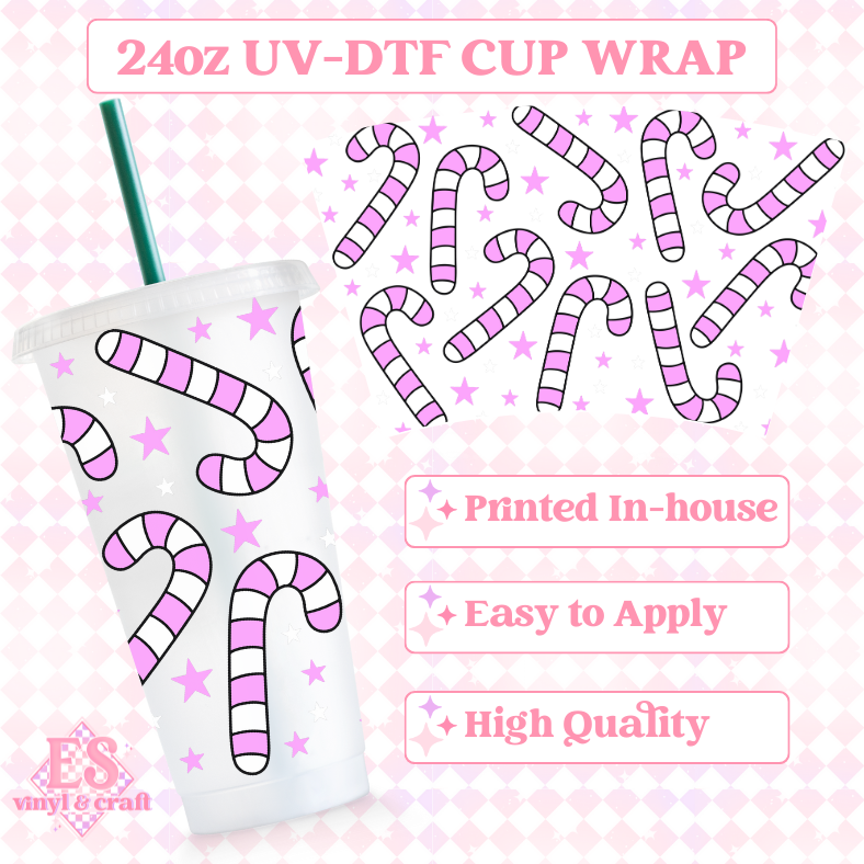 Candy Cane - UVDTF 24oz Cold Cup Wrap image 0