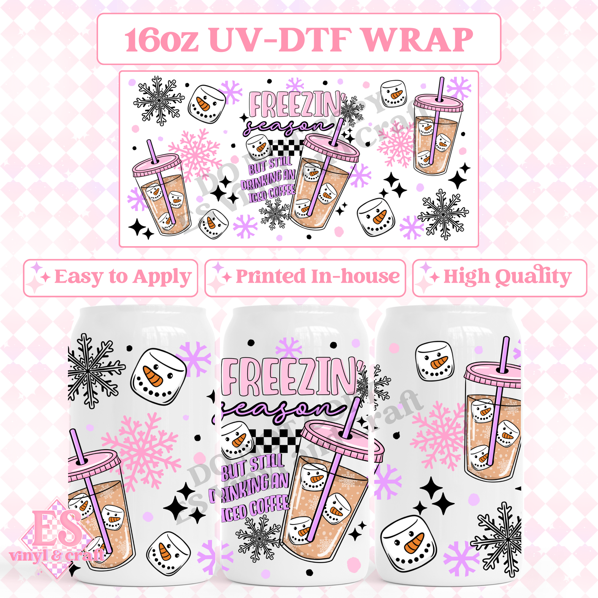 Freezing Season Iced Coffee - 16oz Beer Can / Libbey UV-DTF image 0