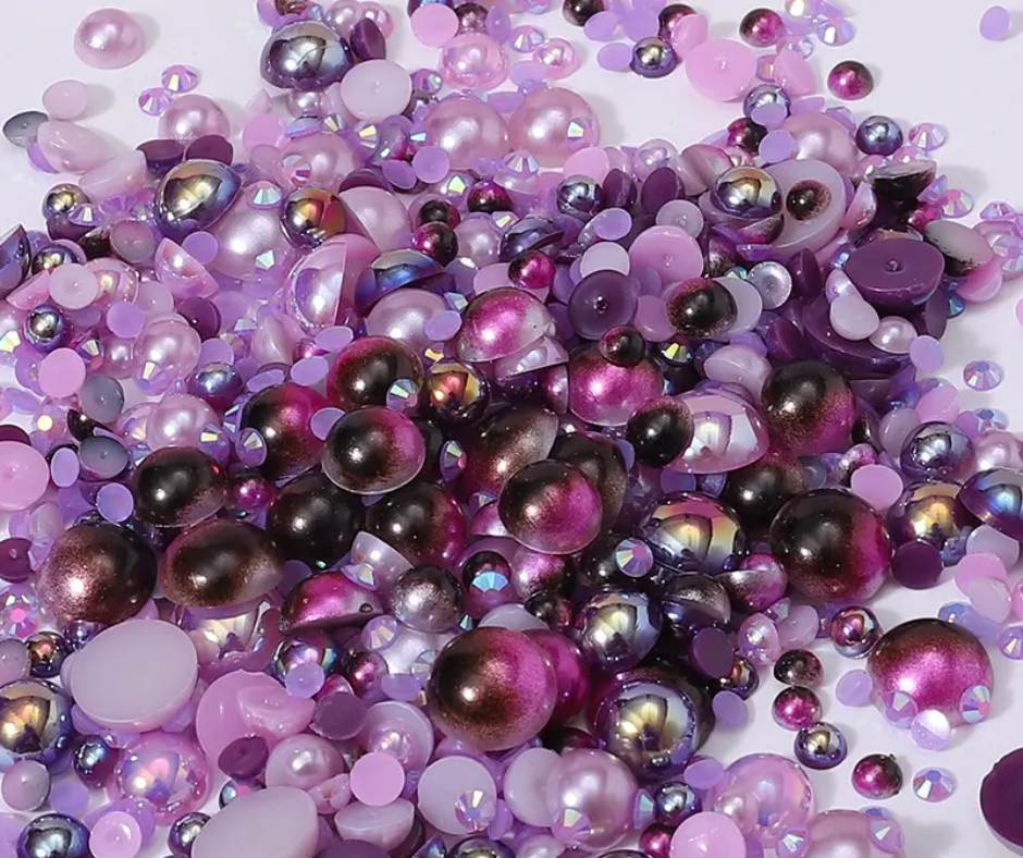 Purple Cauldron - Pearl & Rhinestone Mix image 0