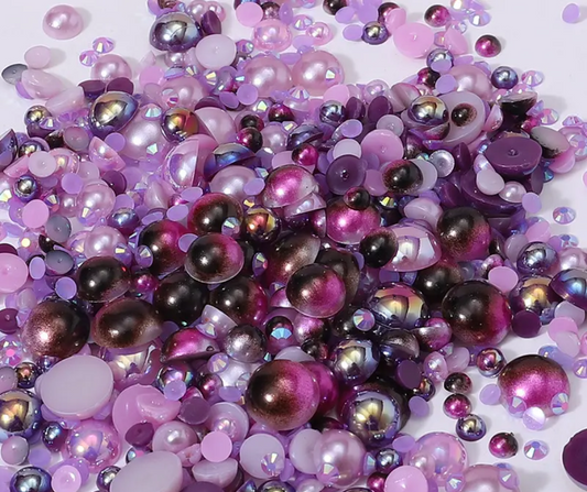 Purple Cauldron - Pearl & Rhinestone Mix image 0