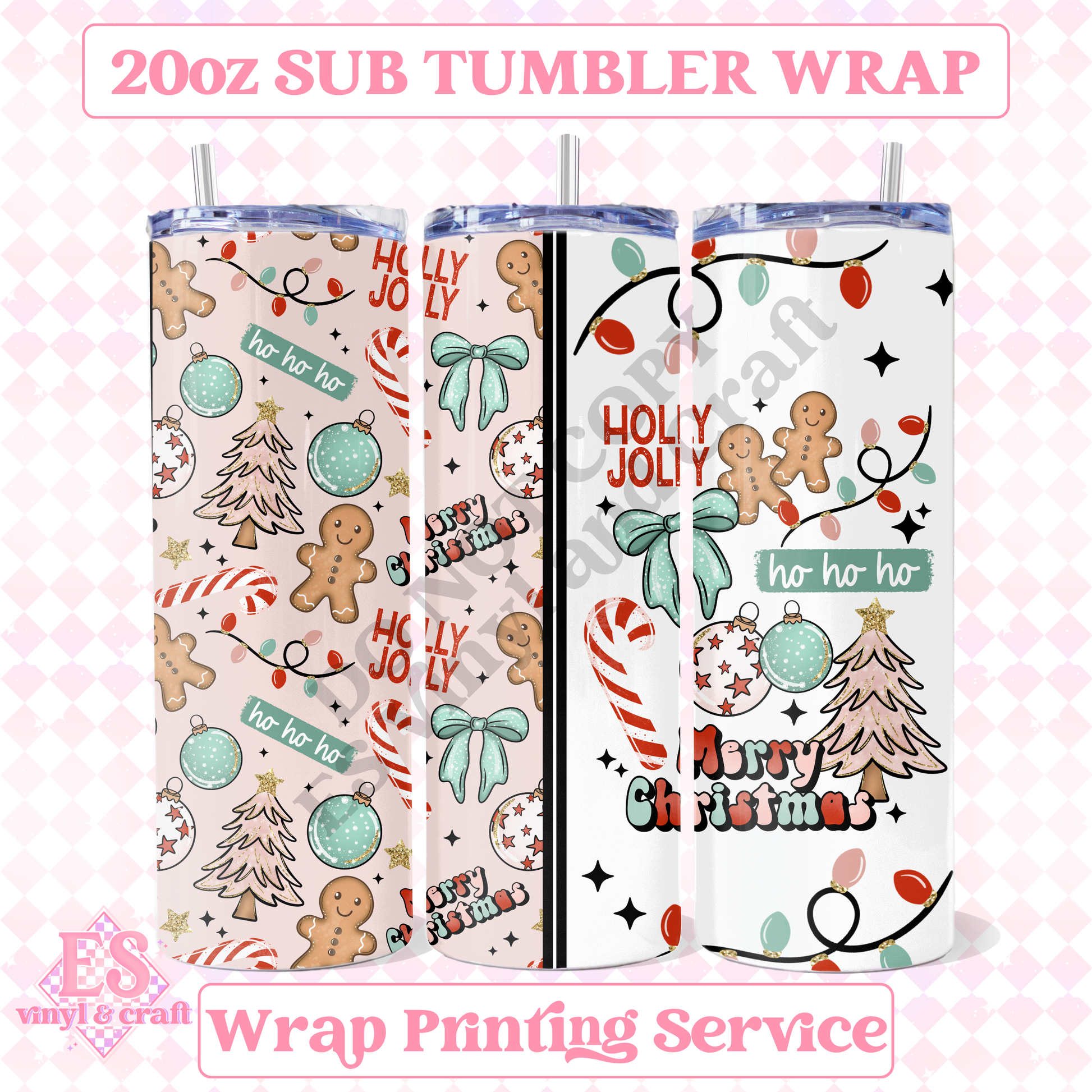 Merry Christmas Collage - Full 20oz Tumbler Sublimation Print image 0
