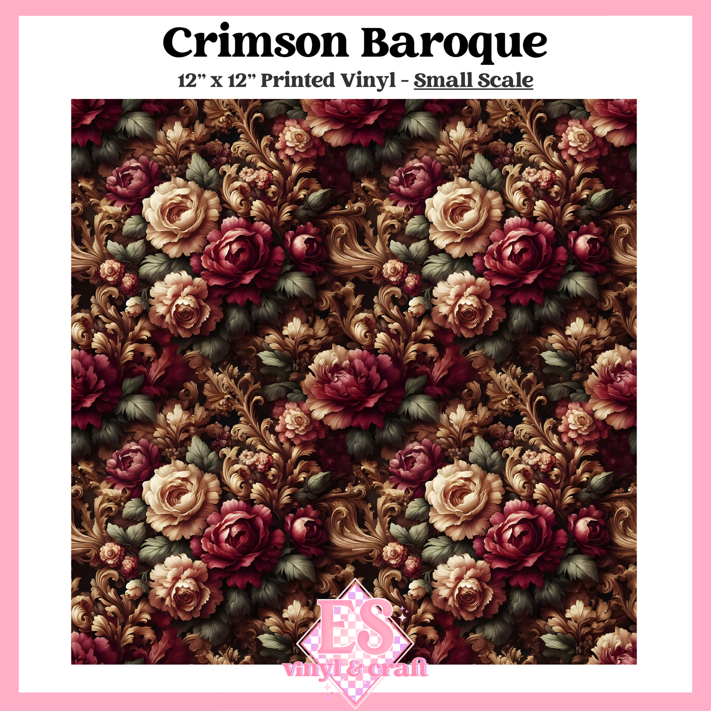 Crimson Baroque - Small or Large Scale Options - 12" x 12" Sheet image 1