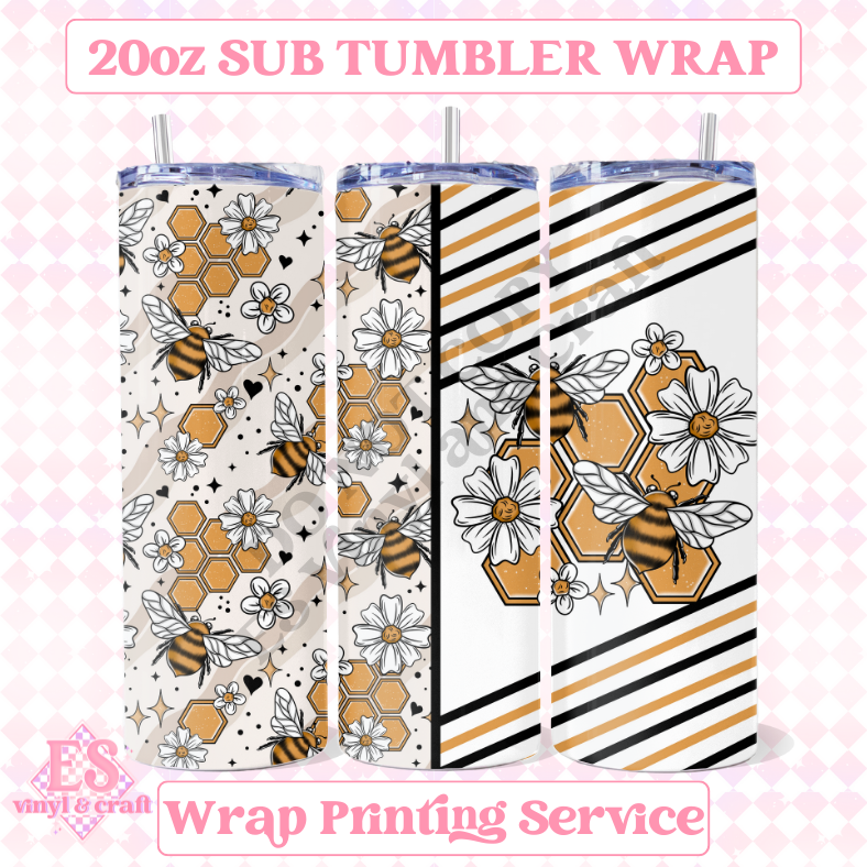 Bees - Full 20oz Tumbler Sublimation Ready Print image 0