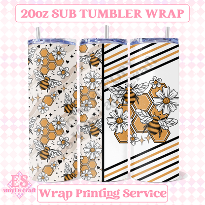 Bees - Full 20oz Tumbler Sublimation Ready Print image 0