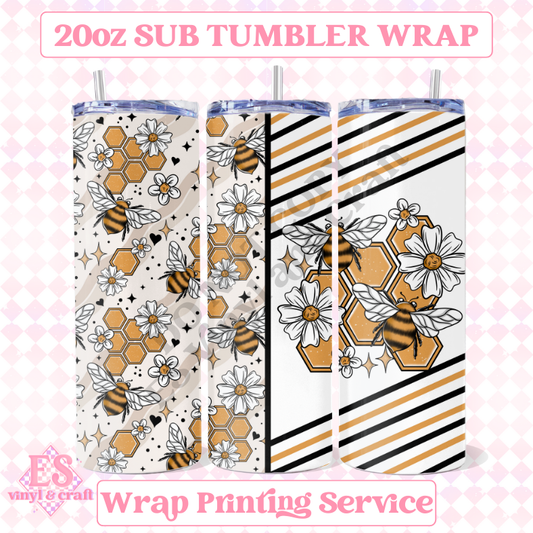 Bees - Full 20oz Tumbler Sublimation Ready Print image 0