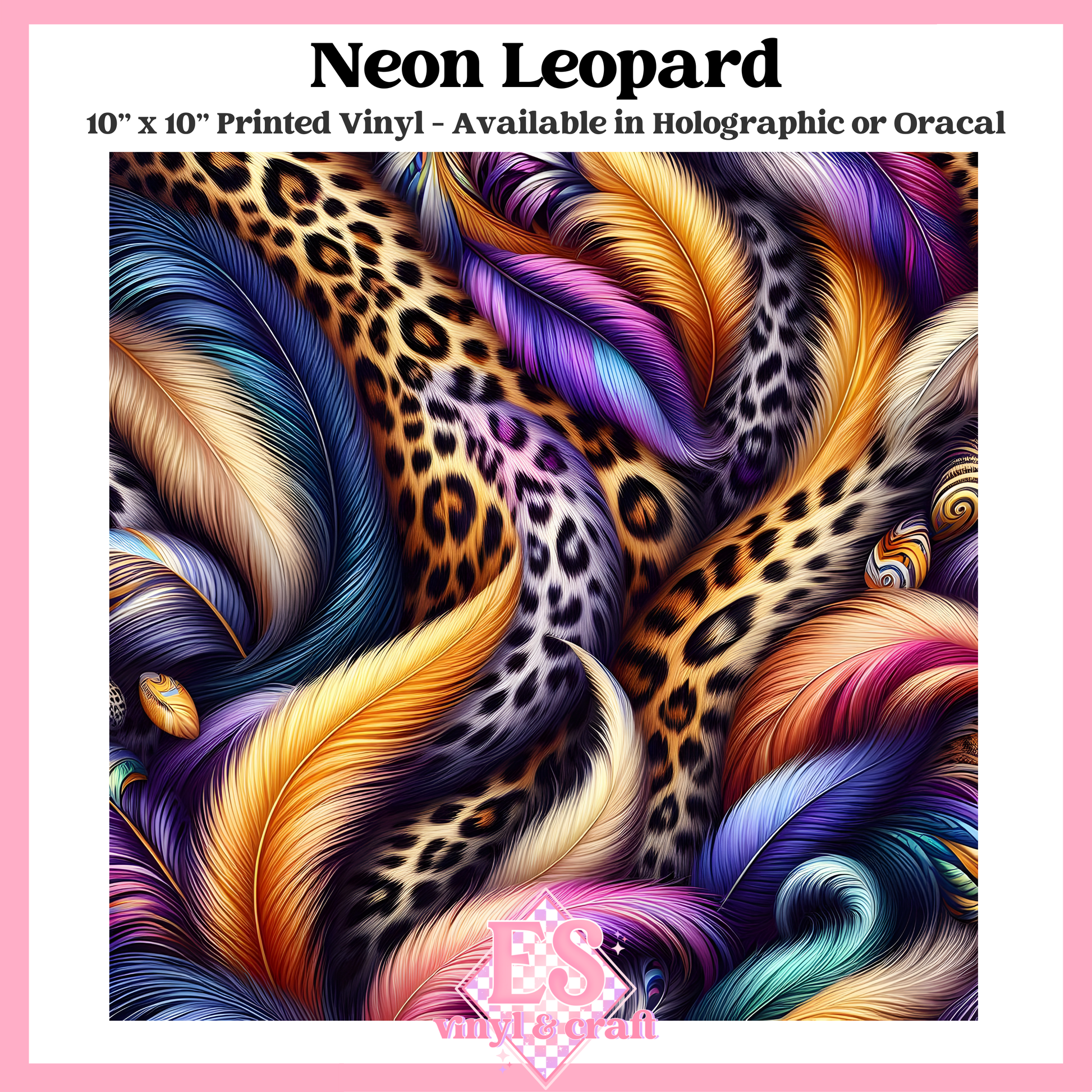 Neon Leopard - 10" x 10" Self Adhesive Vinyl (Oracal or Holo) image 0