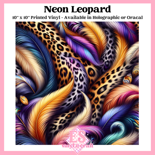 Neon Leopard - 10" x 10" Self Adhesive Vinyl (Oracal or Holo) image 0