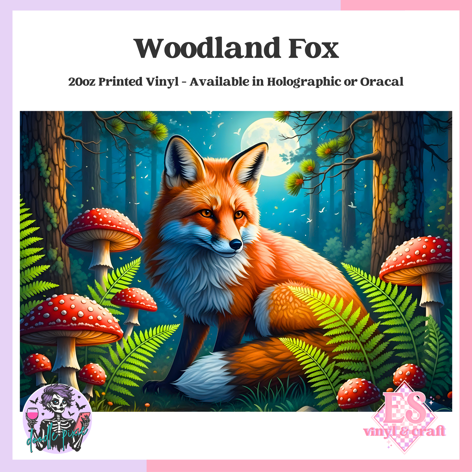 Woodland Fox - 20oz Printed Tumbler Self Adhesive Vinyl image 0