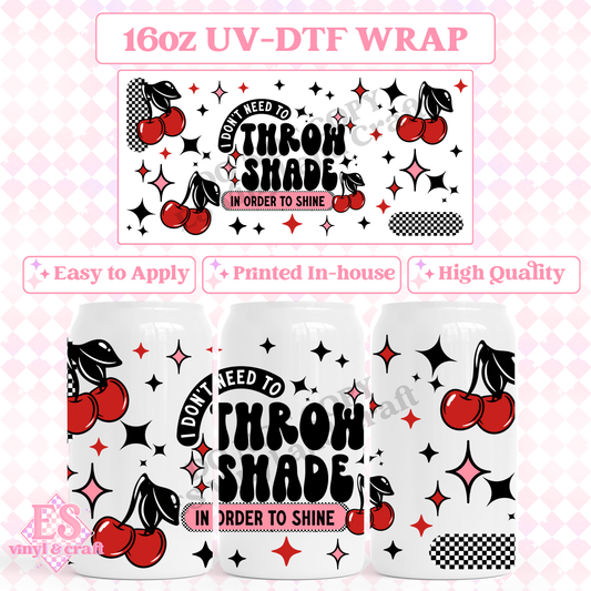 Throw Shade Cherries - 16oz Beer Can / Libbey UV-DTF Transfer image 0