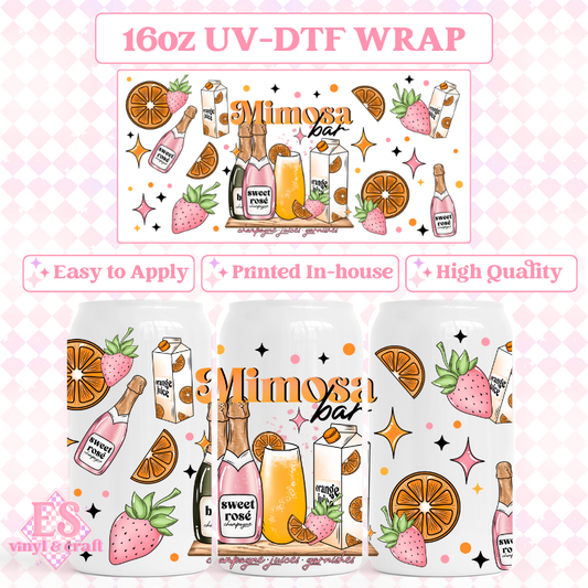 Mimosa Bar - 16oz Beer Can / Libbey UV-DTF Transfers image 0
