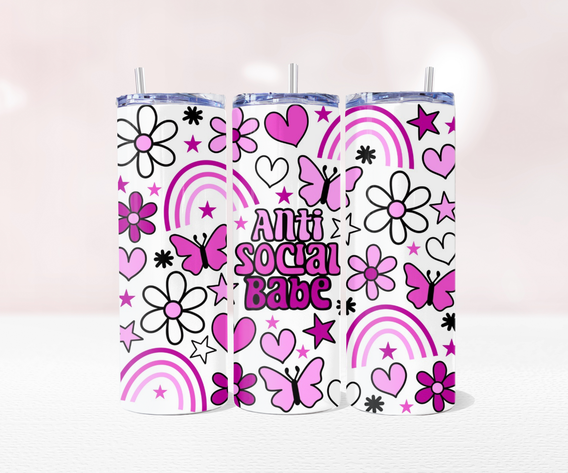 Anti Social Babe - Full 20oz Tumbler Sublimation Ready To Pr image 0